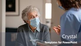  Presentation with mask nurse - PPT layouts featuring senior-woman-wearing-safety-protective background and a dark gray colored foreground