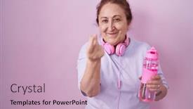  Presentation with payment - PPT layouts having senior-woman-wearing-sportswear background and a soft green colored foreground