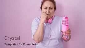  Presentation with nails - Presentation theme featuring senior-woman-wearing-sportswear background and a soft green colored foreground