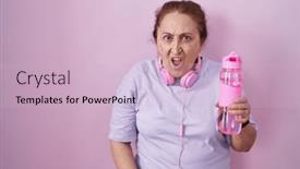  Presentation with sportswear - Presentation theme enhanced with senior-woman-wearing-sportswear background and a lemonade colored foreground