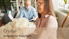  Presentation with accounting - PPT layouts featuring senior-woman-with-a-dog background and a coral colored foreground