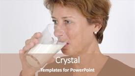  Presentation with menopause - Presentation design with senior woman with a glass background and a coral colored foreground