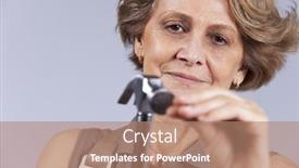  Presentation with nail - Cool new slides with senior woman with a hammer driving a nail backdrop and a coral colored foreground