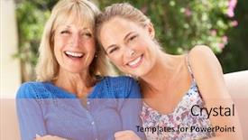  Presentation with daughter - Slides with senior woman with adult daughter background and a coral colored foreground