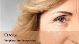  Presentation with anti aging - Amazing slide deck having gorgeous senior woman with anti backdrop and a coral colored foreground