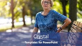  Presentation with difficulty - Amazing slides having senior-woman-with-back-pain backdrop and a ocean colored foreground