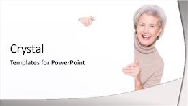  Presentation with blank backgroud - Beautiful slide deck featuring senior woman with blank sign backdrop and a white colored foreground
