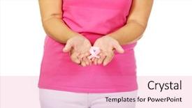  Presentation with breast cancer awareness - Amazing slide deck having senior woman with breast cancer backdrop and a coral colored foreground