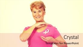  Presentation with breast cancer awareness - Cool new slides with senior woman with breast cancer backdrop and a coral colored foreground