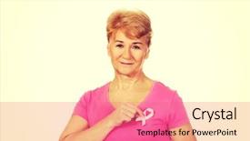  Presentation with breast cancer awareness month - Slide set consisting of senior woman with breast cancer background and a coral colored foreground