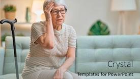  Presentation with cane - Slides enhanced with senior-woman-with-cane-poor background and a light gray colored foreground