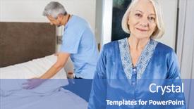  Presentation with audit nursing home - Presentation theme featuring senior woman with caretaker making background and a teal colored foreground
