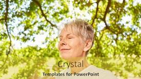  Presentation with closed - PPT layouts with senior-woman-with-closed-eyes background and a yellow colored foreground