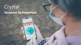  Presentation with covid - Presentation theme featuring senior-woman-with-covid-19 background and a gray colored foreground