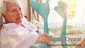  Presentation with aid - Presentation theme featuring senior-woman-with-crutches background and a  colored foreground