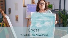  Presentation with canvas - PPT theme consisting of senior-woman-with-glasses-holding background and a  colored foreground