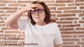  Presentation with skin infection - Slides consisting of senior-woman-with-glasses-standing background and a soft green colored foreground