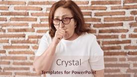  Presentation with senior care - Theme consisting of senior-woman-with-glasses-standing background and a coral colored foreground