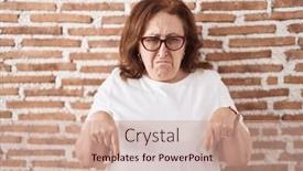  Presentation with depressed - Presentation theme having senior-woman-with-glasses-standing background and a coral colored foreground