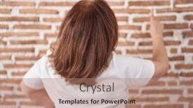  Presentation with bricks - Slides featuring senior-woman-with-glasses-standing background and a  colored foreground