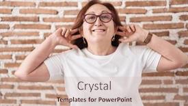  Presentation with ears - Theme featuring senior-woman-with-glasses-standing background and a soft green colored foreground