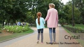  Presentation with granddaughter walking senior - Beautiful slide set featuring senior woman with grandchild walking backdrop and a mint green colored foreground