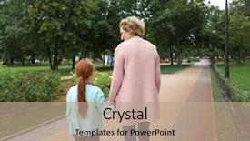  Presentation with walking - Colorful presentation theme enhanced with senior woman with grandchild walking backdrop and a  colored foreground