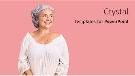  Presentation with gray - Amazing presentation theme having senior-woman-with-gray-hair backdrop and a coral colored foreground