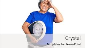  Presentation with hair loss - Slide deck with senior-woman-with-gray-hair background and a white colored foreground