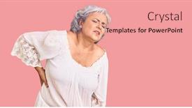  Presentation with bohemian - Slide deck having senior-woman-with-gray-hair background and a coral colored foreground