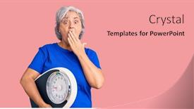  Presentation with hair loss - Presentation design featuring senior-woman-with-gray-hair background and a coral colored foreground