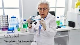  Presentation with hair - Slides having senior-woman-with-grey-hair background and a light gray colored foreground