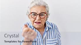  Presentation with hair - Presentation theme enhanced with senior-woman-with-grey-hair background and a light blue colored foreground