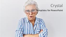  Presentation with hair - Presentation having senior-woman-with-grey-hair background and a white colored foreground