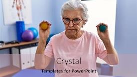  Presentation with strength - Theme with senior-woman-with-grey-hair background and a  colored foreground