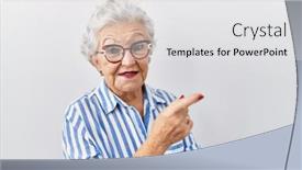  Presentation with real woman hair texture human - PPT theme consisting of senior-woman-with-grey-hair background and a  colored foreground