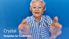 Presentation with hug - Slides consisting of senior-woman-with-grey-hair background and a  colored foreground