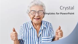  Presentation with hair - Presentation having senior-woman-with-grey-hair background and a  colored foreground