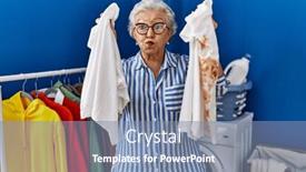  Presentation with clean air - PPT theme having senior-woman-with-grey-hair background and a seafoam green colored foreground