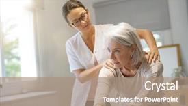  Presentation with physiotherapist - Colorful PPT theme enhanced with senior woman with her physiotherapist backdrop and a coral colored foreground