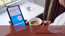  Presentation with energy crisis - Presentation theme consisting of senior-woman-with-mobile-phone background and a tawny brown colored foreground