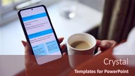  Presentation with energy crisis - Presentation theme enhanced with senior-woman-with-mobile-phone background and a tawny brown colored foreground