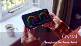  Presentation with energy meter - PPT theme with senior-woman-with-smart-meter background and a wine colored foreground