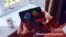  Presentation with energy crisis - Presentation design enhanced with senior-woman-with-smart-meter background and a wine colored foreground