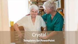  Presentation with nursing - Presentation design featuring senior woman with walking frame background and a coral colored foreground