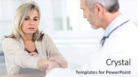  Presentation with consulting - Theme featuring senior woman with wrist pain background and a  colored foreground