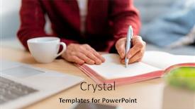  Presentation with home office - Theme consisting of senior-woman-working-in-home background and a lemonade colored foreground