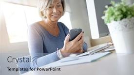  Presentation with office - Amazing presentation design having senior-woman-working-in-office backdrop and a light blue colored foreground