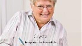  Presentation with checks - Slides consisting of senior-woman-writing-checks background and a lemonade colored foreground