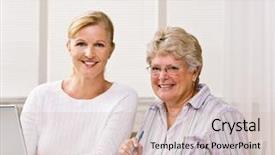  Presentation with checks - Slide deck consisting of senior woman writing checks background and a soft green colored foreground